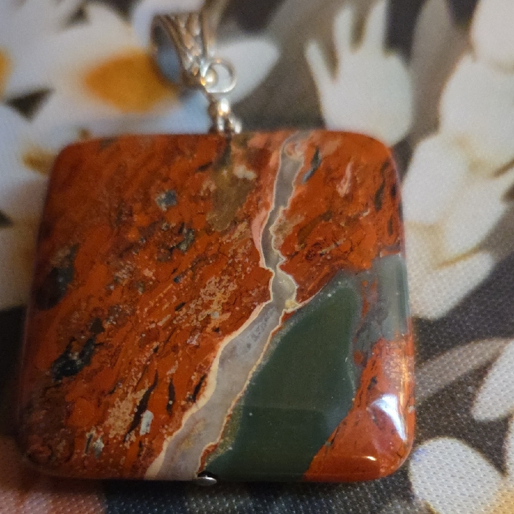Rustic Natural Square Stone Pendant - Picture 4 of 4